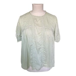 Wilfred Wallflower Sage Green Lace Trim Top XS